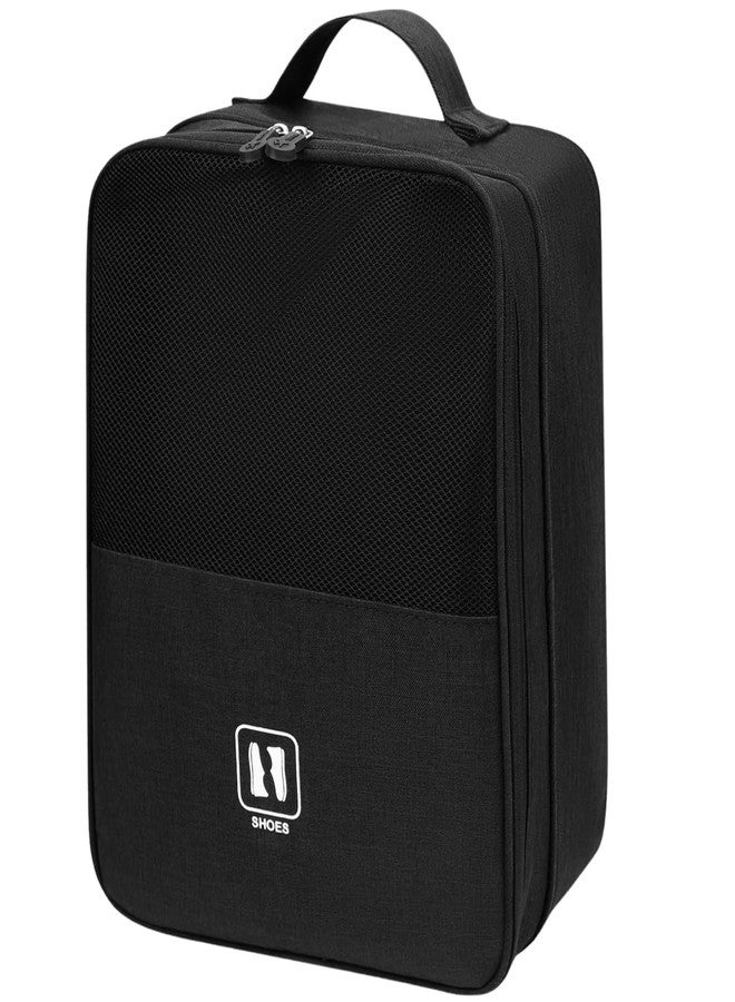 Giffy Shoe Organiser Polyester Bag Waterproof Footwear Pouch, 3 in 1 Portable Storage with Double Side Zipper Easy to Carry for Traveling Men Women Black - Image 1